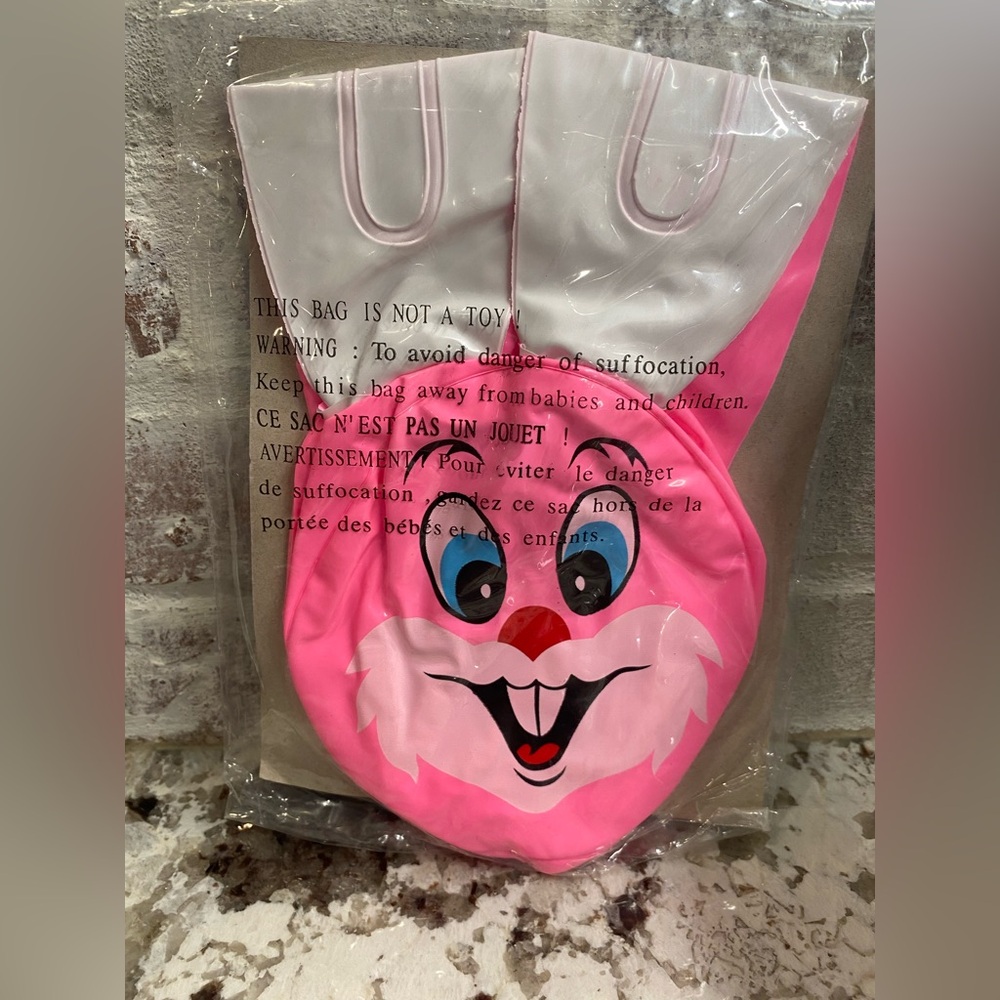Vintage New Sealed Large 24" Pink Vinyl Inflatable Blow-up Easter Bunny Rabbit